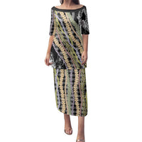 Black Palaka Hawaii Leis Family Matching Puletasi and Hawaiian Shirt Hawaiian-plaid Elegant Tropical Vibes - Polynesian Pride