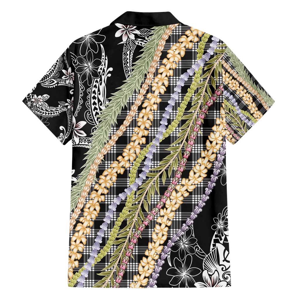 Black Palaka Hawaii Leis Family Matching Short Sleeve Bodycon Dress and Hawaiian Shirt Hawaiian-plaid Elegant Tropical Vibes - Polynesian Pride