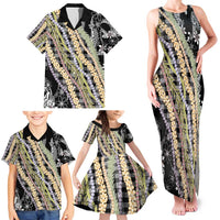 Black Palaka Hawaii Leis Family Matching Tank Maxi Dress and Hawaiian Shirt Hawaiian-plaid Elegant Tropical Vibes - Polynesian Pride