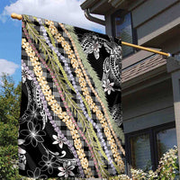 Black Palaka Hawaii Leis Garden Flag Hawaiian-plaid Elegant Tropical Vibes - Polynesian Pride