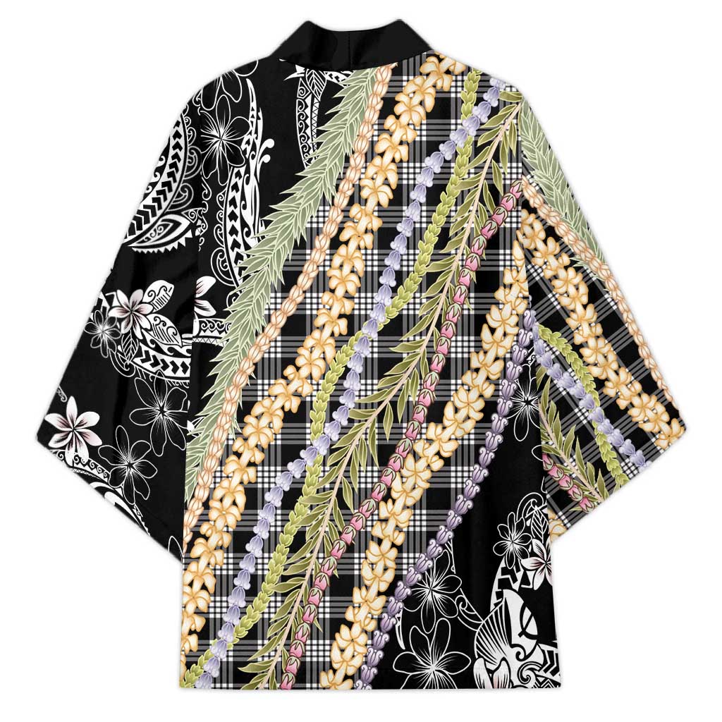 Black Palaka Hawaii Leis Kimono Hawaiian-plaid Elegant Tropical Vibes - Polynesian Pride