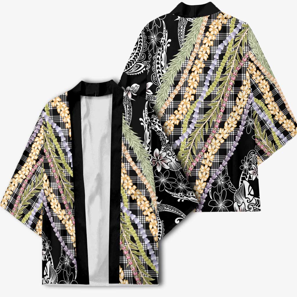 Black Palaka Hawaii Leis Kimono Hawaiian-plaid Elegant Tropical Vibes - Polynesian Pride