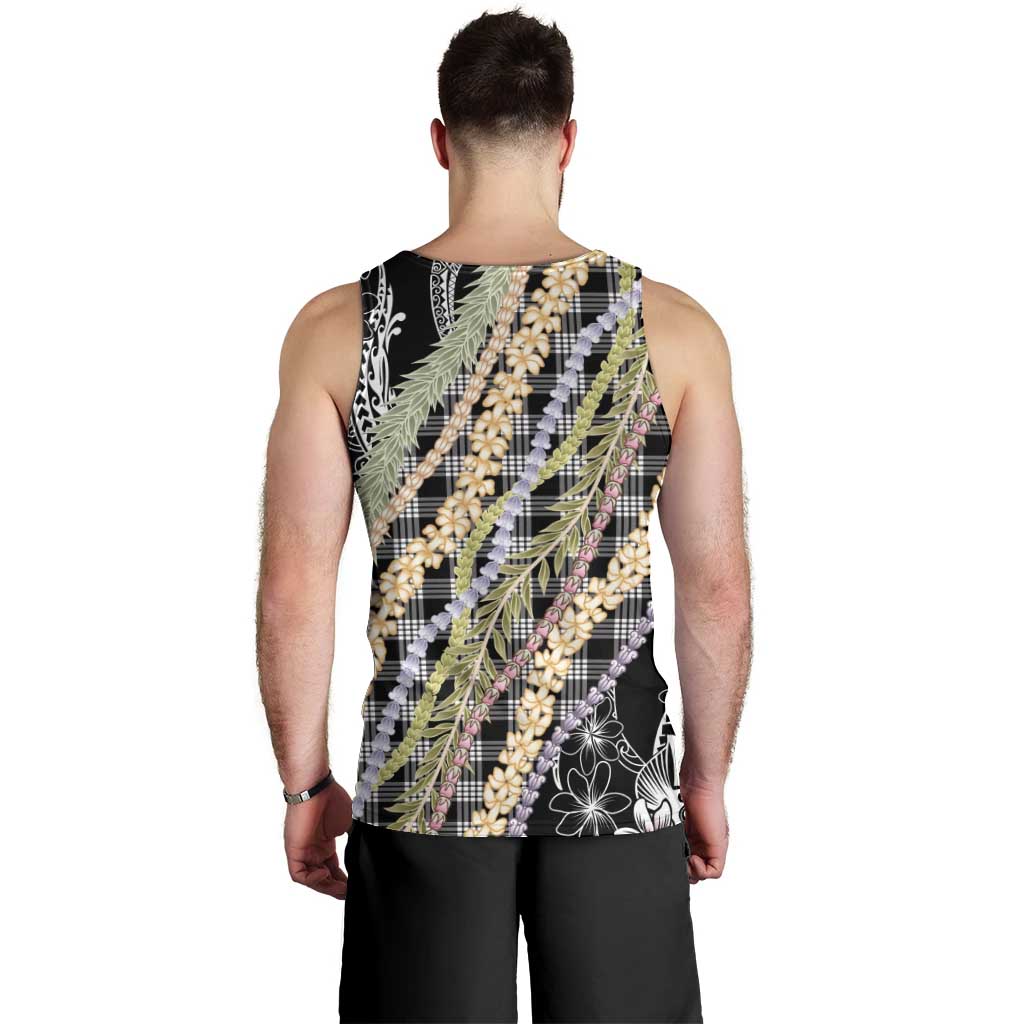 Black Palaka Hawaii Leis Men Tank Top Hawaiian-plaid Elegant Tropical Vibes - Polynesian Pride