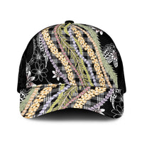 Black Palaka Hawaii Leis Mesh Trucker Cap Hawaiian-plaid Elegant Tropical Vibes - Polynesian Pride