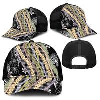 Black Palaka Hawaii Leis Mesh Trucker Cap Hawaiian-plaid Elegant Tropical Vibes - Polynesian Pride