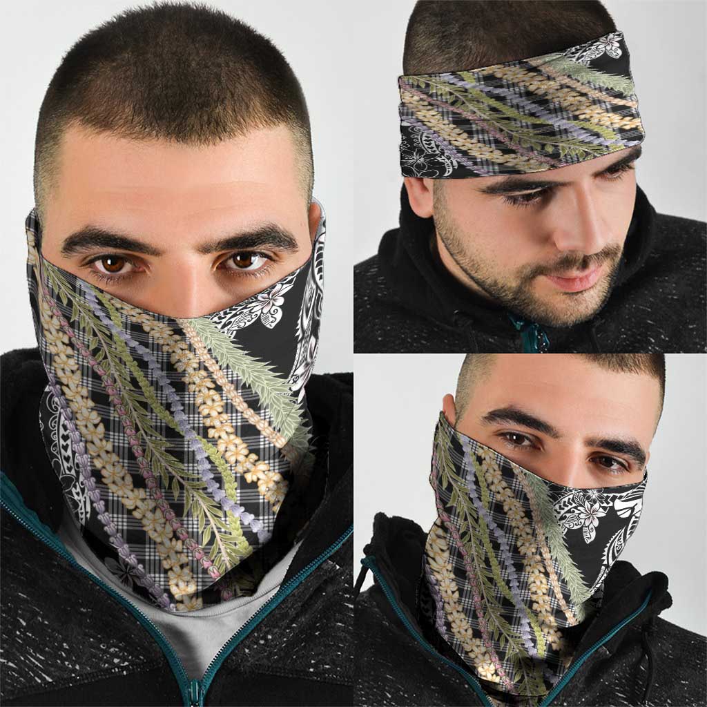 Black Palaka Hawaii Leis Neck Gaiter Hawaiian-plaid Elegant Tropical Vibes - Polynesian Pride