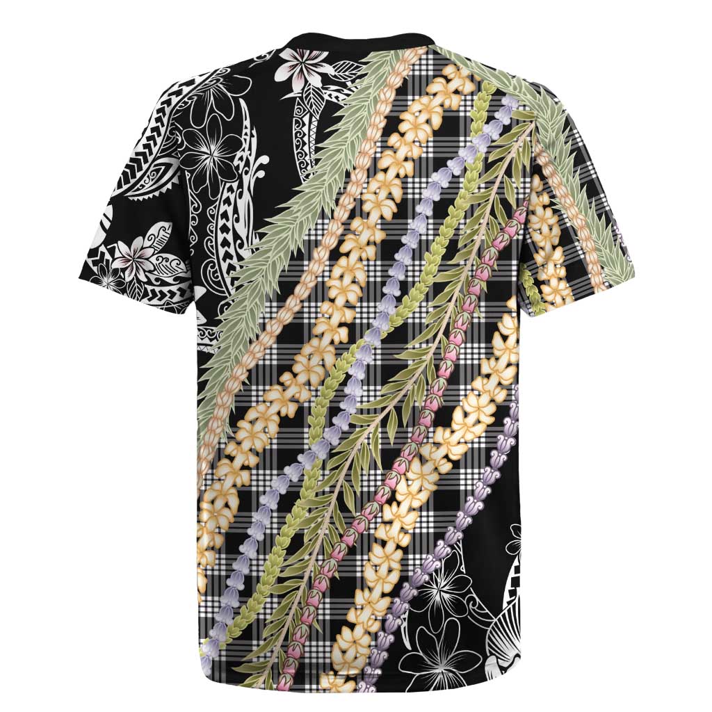 Black Palaka Hawaii Leis Rugby Jersey Hawaiian-plaid Elegant Tropical Vibes - Polynesian Pride