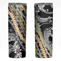 Black Palaka Hawaii Leis Skinny Tumbler Hawaiian-plaid Elegant Tropical Vibes - Polynesian Pride