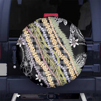 Black Palaka Hawaii Leis Spare Tire Cover Hawaiian-plaid Elegant Tropical Vibes - Polynesian Pride