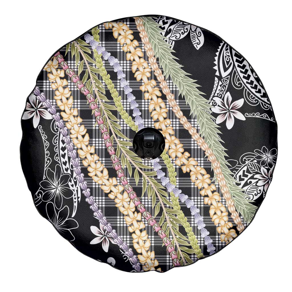 Black Palaka Hawaii Leis Spare Tire Cover Hawaiian-plaid Elegant Tropical Vibes - Polynesian Pride
