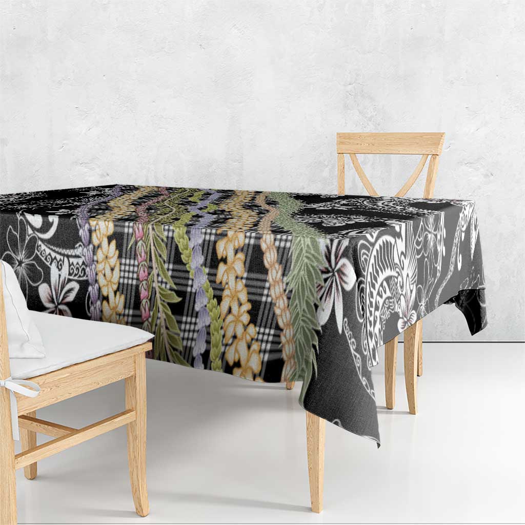 Black Palaka Hawaii Leis Tablecloth Hawaiian-plaid Elegant Tropical Vibes - Polynesian Pride