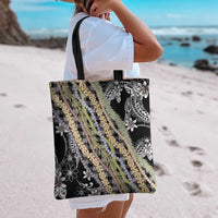 Black Palaka Hawaii Leis Tote Bag Hawaiian-plaid Elegant Tropical Vibes - Polynesian Pride