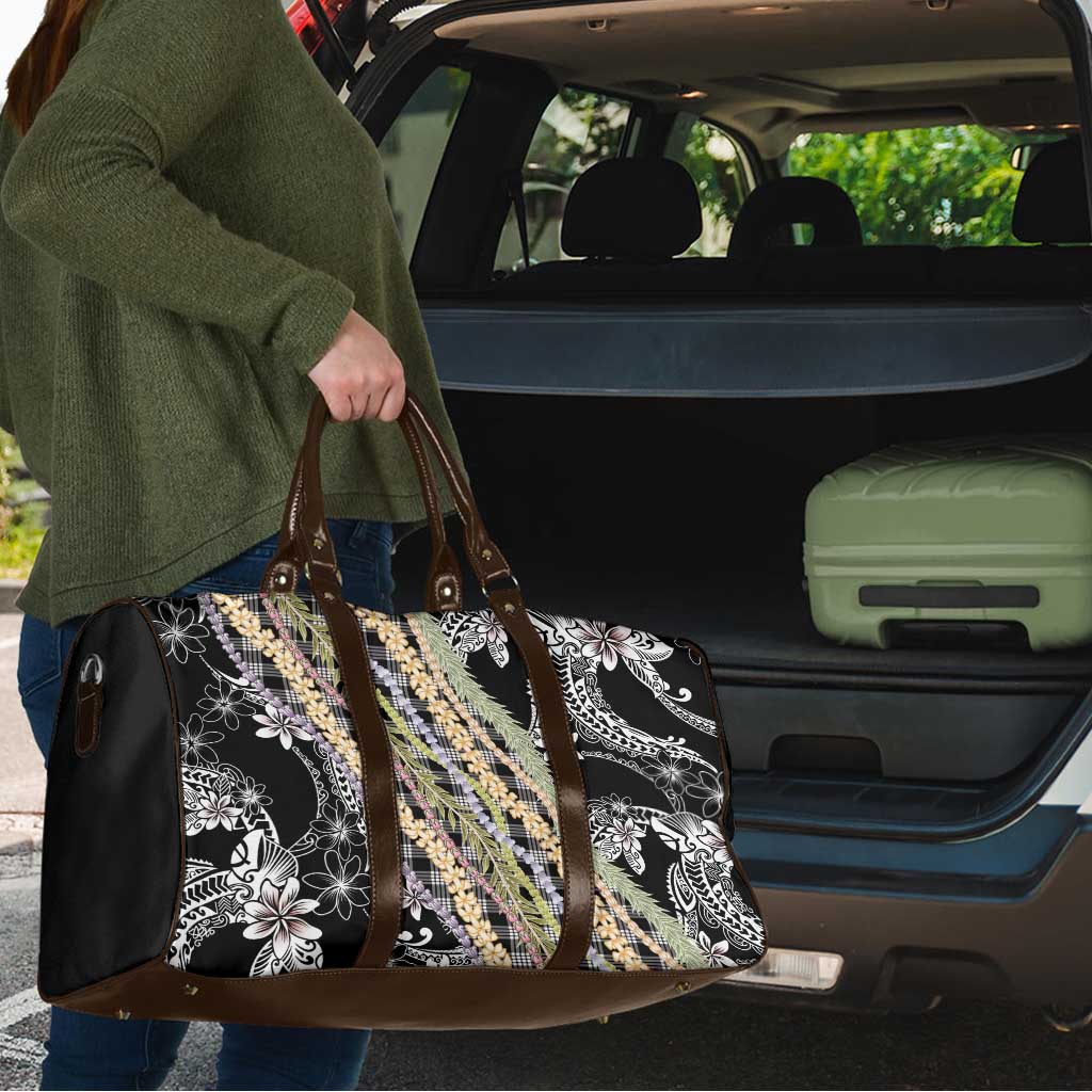 Black Palaka Hawaii Leis Travel Bag Hawaiian-plaid Elegant Tropical Vibes - Polynesian Pride