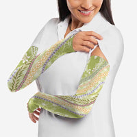Green Palaka Hawaii Leis Arm Sleeves Hawaiian-plaid Elegant Tropical Vibes - Polynesian Pride