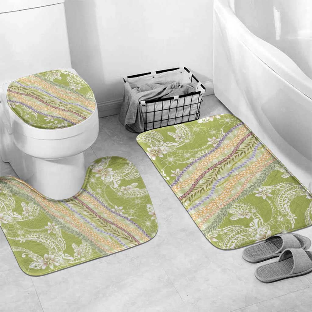 Green Palaka Hawaii Leis Bathroom Set Hawaiian-plaid Elegant Tropical Vibes - Polynesian Pride