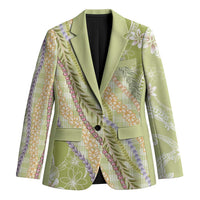 Green Palaka Hawaii Leis Blazer Hawaiian-plaid Elegant Tropical Vibes - Polynesian Pride