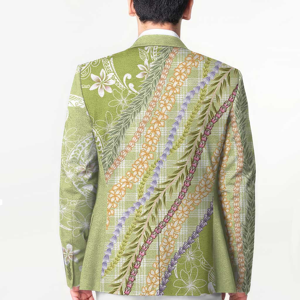 Green Palaka Hawaii Leis Blazer Hawaiian-plaid Elegant Tropical Vibes - Polynesian Pride