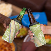 Green Palaka Hawaii Leis 4 in 1 Can Cooler Tumbler Hawaiian-plaid Elegant Tropical Vibes - Polynesian Pride