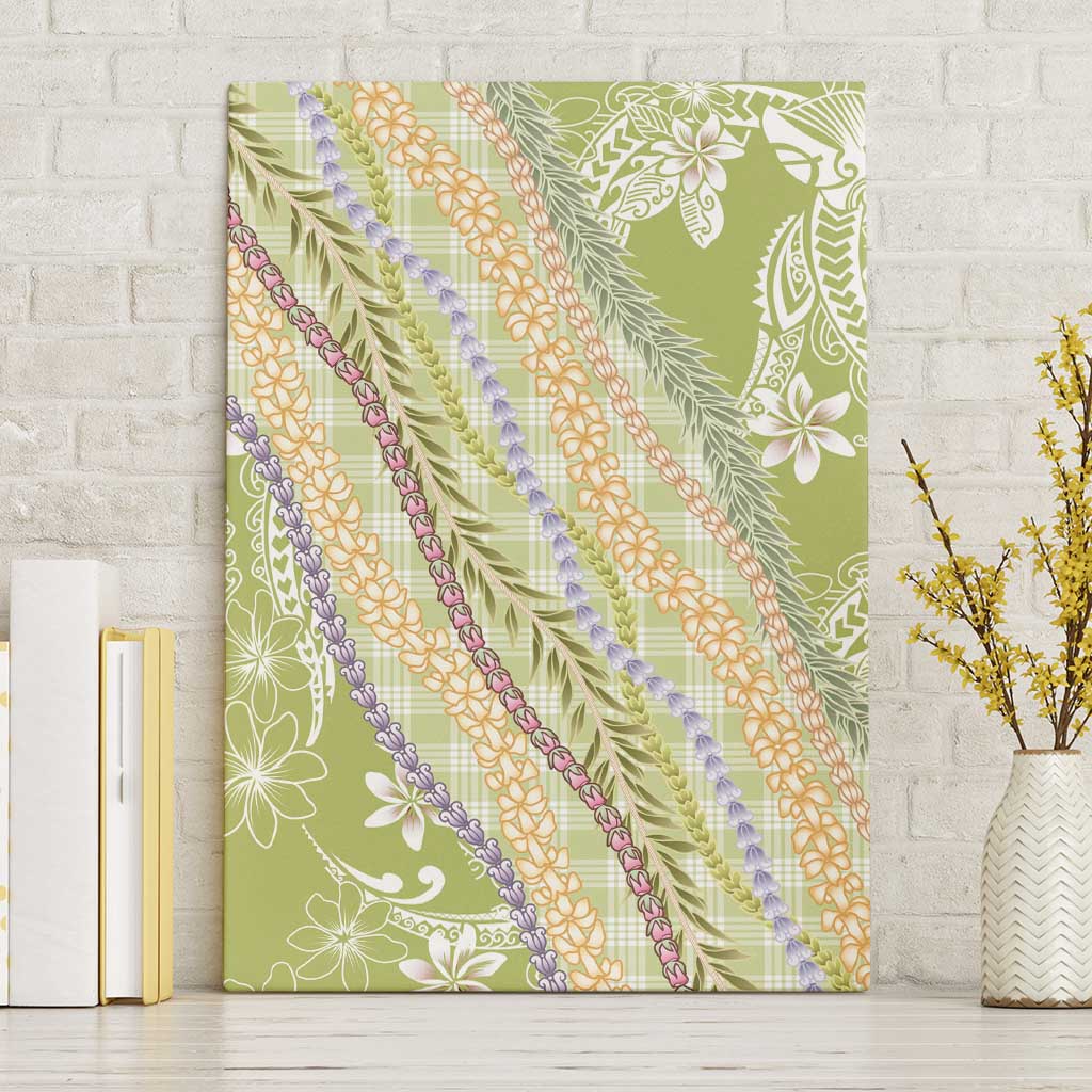 Green Palaka Hawaii Leis Canvas Wall Art Hawaiian-plaid Elegant Tropical Vibes - Polynesian Pride
