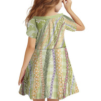 Green Palaka Hawaii Leis Family Matching Off Shoulder Short Dress and Hawaiian Shirt Hawaiian-plaid Elegant Tropical Vibes - Polynesian Pride