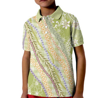 Green Palaka Hawaii Leis Kid Polo Shirt Hawaiian-plaid Elegant Tropical Vibes - Polynesian Pride