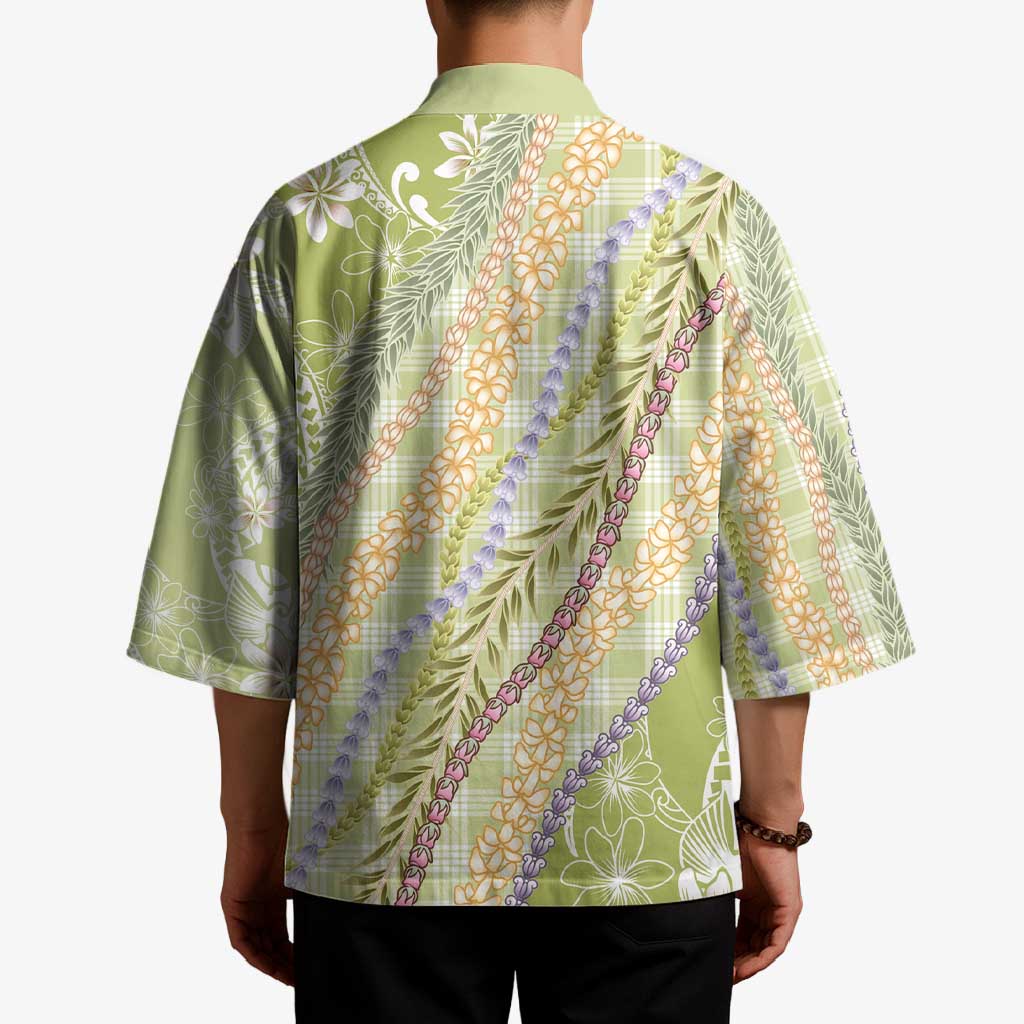Green Palaka Hawaii Leis Kimono Hawaiian-plaid Elegant Tropical Vibes - Polynesian Pride