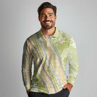 Green Palaka Hawaii Leis Long Sleeve Polo Shirt Hawaiian-plaid Elegant Tropical Vibes - Polynesian Pride