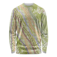 Green Palaka Hawaii Leis Long Sleeve Shirt Hawaiian-plaid Elegant Tropical Vibes - Polynesian Pride
