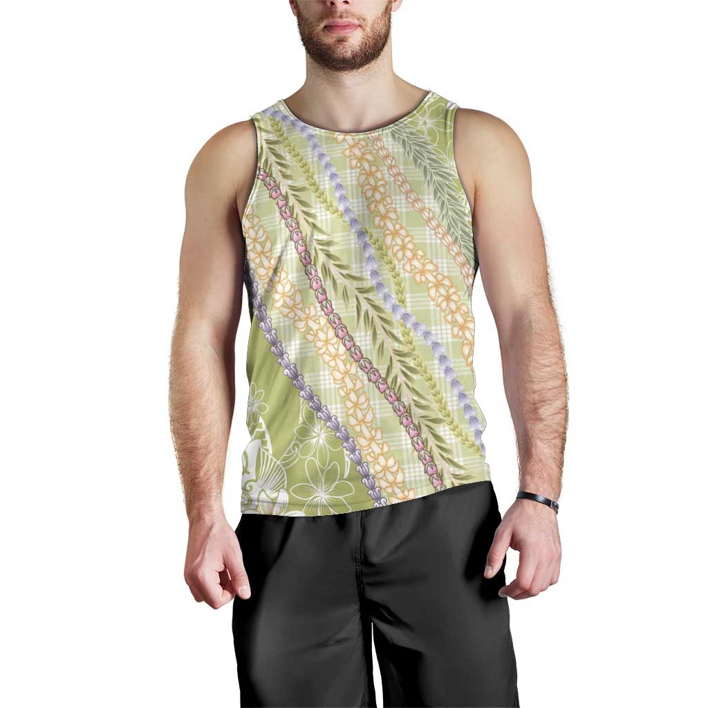 Green Palaka Hawaii Leis Men Tank Top Hawaiian-plaid Elegant Tropical Vibes - Polynesian Pride