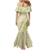 Green Palaka Hawaii Leis Mermaid Dress Hawaiian-plaid Elegant Tropical Vibes - Polynesian Pride