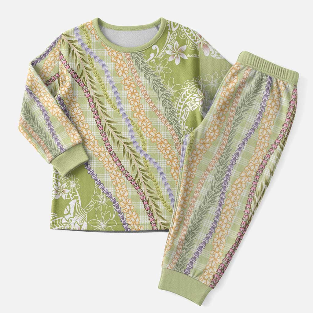 Green Palaka Hawaii Leis Christmas Pajama Set Hawaiian-plaid Elegant Tropical Vibes - Polynesian Pride
