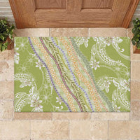 Green Palaka Hawaii Leis Rubber Doormat Hawaiian-plaid Elegant Tropical Vibes - Polynesian Pride