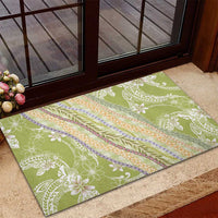 Green Palaka Hawaii Leis Rubber Doormat Hawaiian-plaid Elegant Tropical Vibes - Polynesian Pride