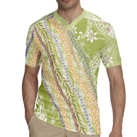 Green Palaka Hawaii Leis Rugby Jersey Hawaiian-plaid Elegant Tropical Vibes - Polynesian Pride