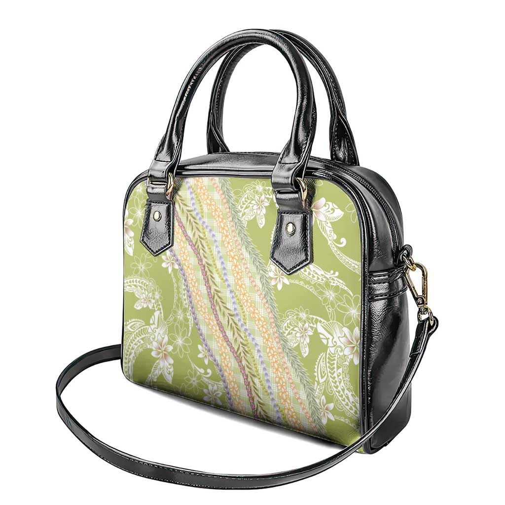 Green Palaka Hawaii Leis Shoulder Handbag Hawaiian-plaid Elegant Tropical Vibes - Polynesian Pride