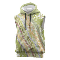Green Palaka Hawaii Leis Sleeveless Hoodie Hawaiian-plaid Elegant Tropical Vibes - Polynesian Pride