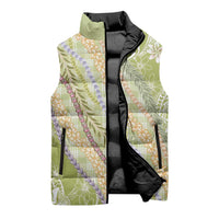 Green Palaka Hawaii Leis Sleeveless Puffer Jacket Hawaiian-plaid Elegant Tropical Vibes - Polynesian Pride