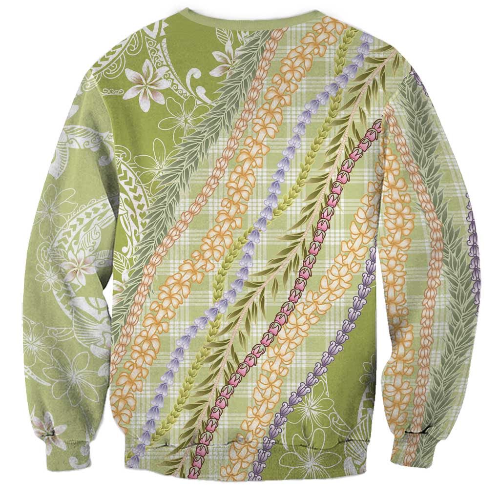 Green Palaka Hawaii Leis Sweatshirt Hawaiian-plaid Elegant Tropical Vibes - Polynesian Pride