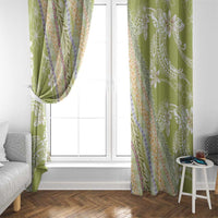Green Palaka Hawaii Leis Window Curtain Hawaiian-plaid Elegant Tropical Vibes - Polynesian Pride