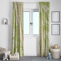 Green Palaka Hawaii Leis Window Curtain Hawaiian-plaid Elegant Tropical Vibes - Polynesian Pride