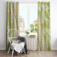 Green Palaka Hawaii Leis Window Curtain Hawaiian-plaid Elegant Tropical Vibes - Polynesian Pride