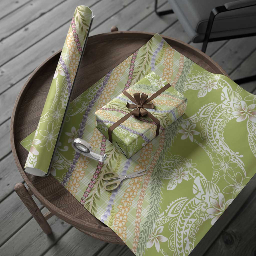 Green Palaka Hawaii Leis Wrapping Paper Hawaiian-plaid Elegant Tropical Vibes - Polynesian Pride
