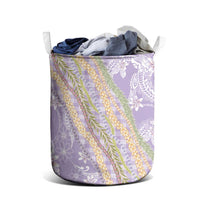 Purple Palaka Hawaii Leis Laundry Basket Hawaiian-plaid Elegant Tropical Vibes - Polynesian Pride