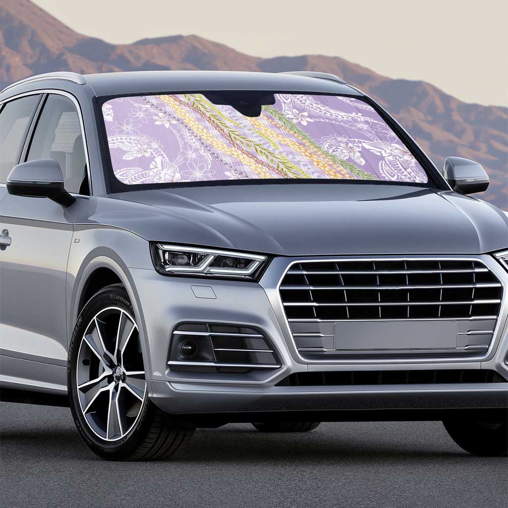 Purple Palaka Hawaii Leis Auto Sun Shade Hawaiian-plaid Elegant Tropical Vibes - Polynesian Pride