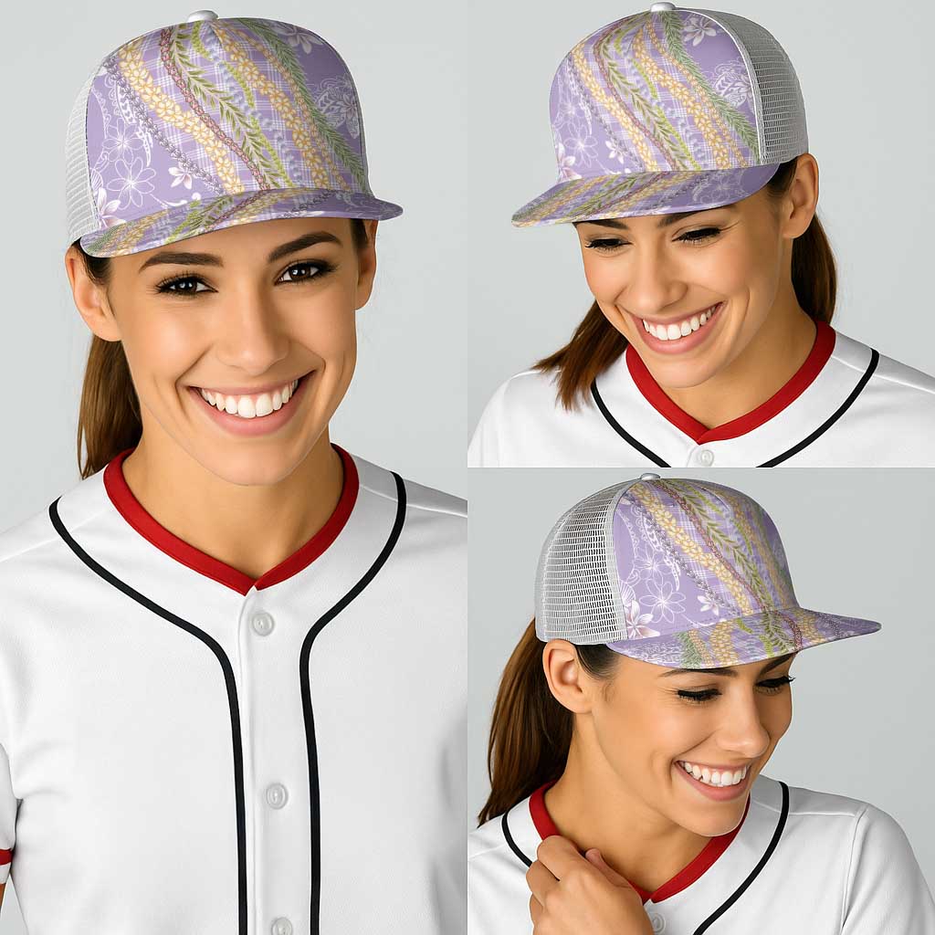 Purple Palaka Hawaii Leis Baseball Net Cap Hawaiian-plaid Elegant Tropical Vibes - Polynesian Pride