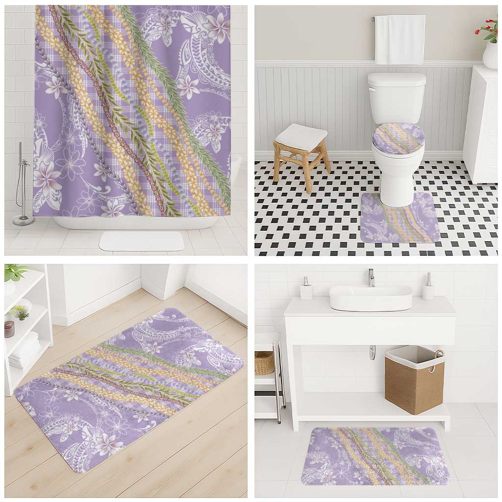 Purple Palaka Hawaii Leis Bathroom Set Hawaiian-plaid Elegant Tropical Vibes - Polynesian Pride