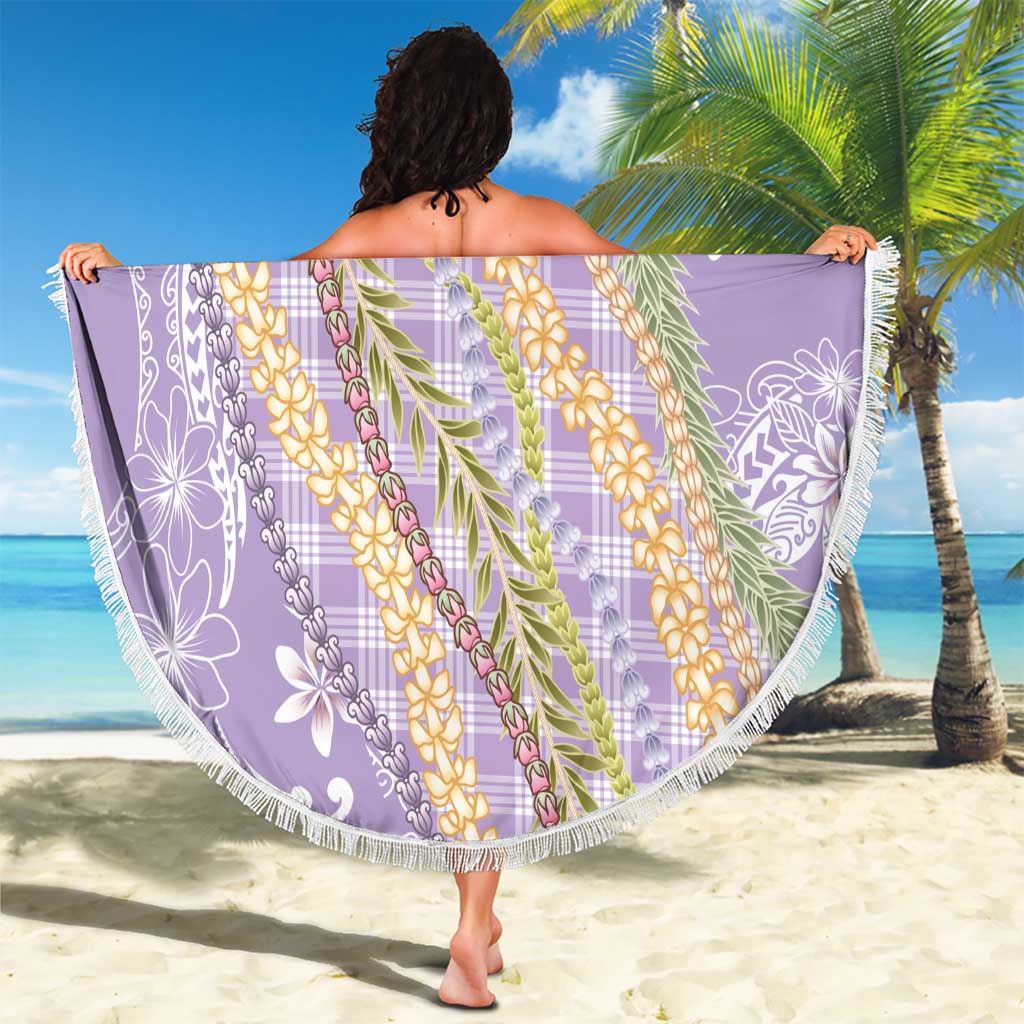 Purple Palaka Hawaii Leis Beach Blanket Hawaiian-plaid Elegant Tropical Vibes - Polynesian Pride