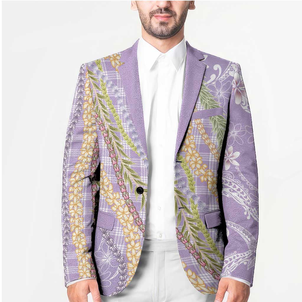 Purple Palaka Hawaii Leis Blazer Hawaiian-plaid Elegant Tropical Vibes - Polynesian Pride