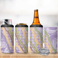 Purple Palaka Hawaii Leis 4 in 1 Can Cooler Tumbler Hawaiian-plaid Elegant Tropical Vibes - Polynesian Pride