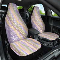 Purple Palaka Hawaii Leis Car Seat Cover Hawaiian-plaid Elegant Tropical Vibes - Polynesian Pride